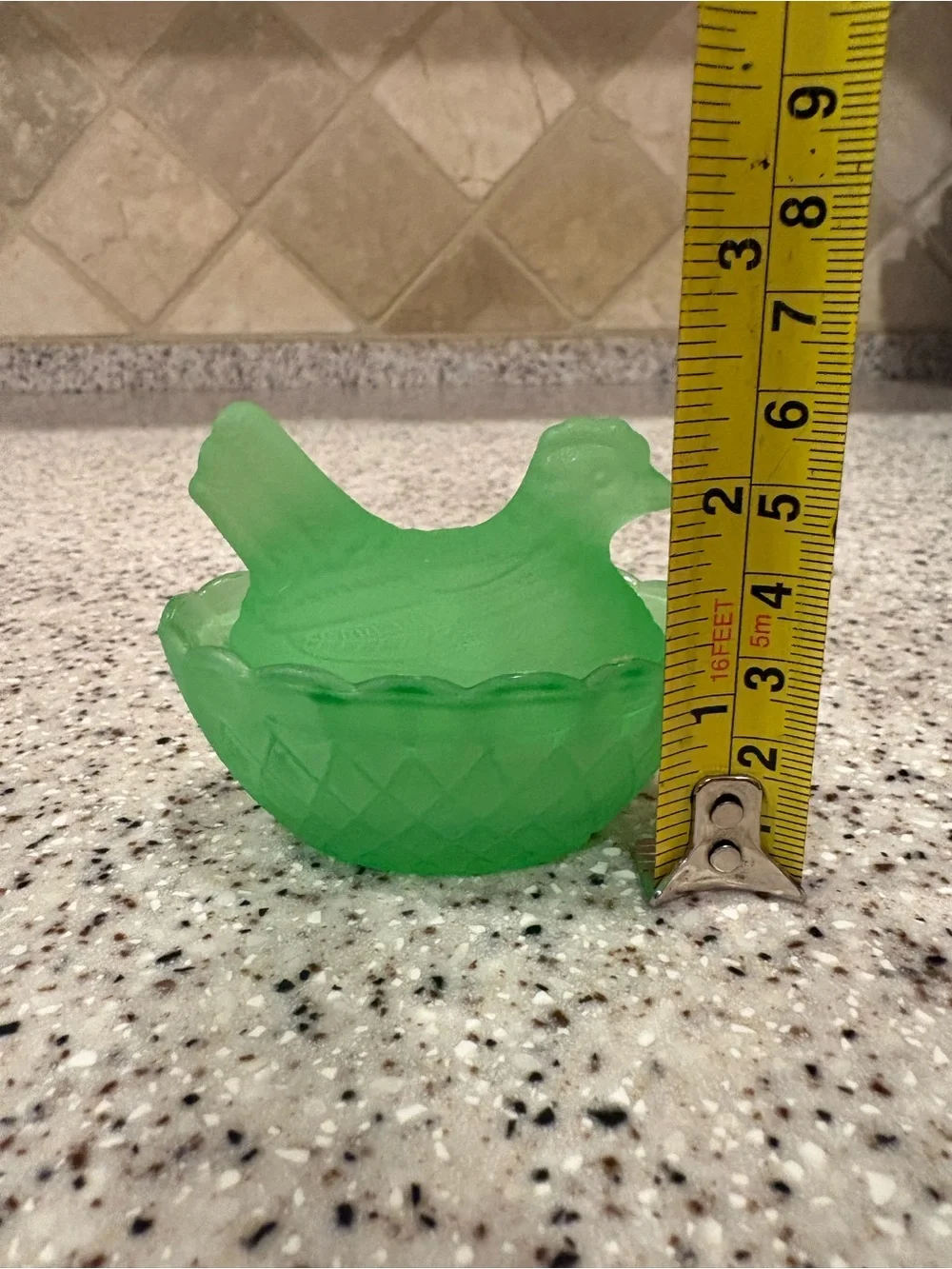 Stain frosted green glass miniature 